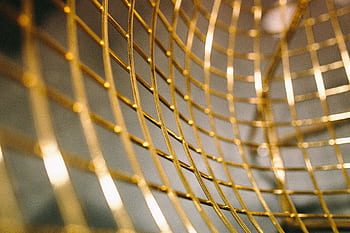 Close-up abstract of golden grid lines creating a modern artistic pattern, perfect for backgrounds. HD wallpaper