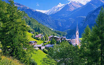 Austrian village, Mountain landscapes, Alpine paradise, Nature's serenity HD wallpaper