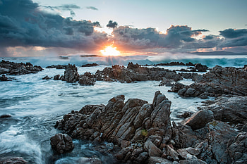 Nature, Sunset, Stones, Sea, Clouds, Rocks HD wallpaper