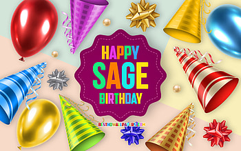 Happy Birtay Sage, , Birtay Balloon Background, Sage, creative art, Happy Sage birtay, silk bows, Sage Birtay, Birtay Party Background HD wallpaper