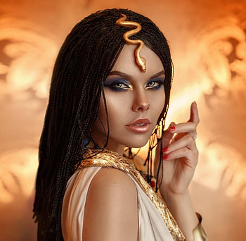 Cleopatra, golden, jewel, snake, fantasy, harsh taggar, girl, queen HD wallpaper