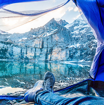 Mountains, Lake, Miscellanea, Miscellaneous, Legs, Tent, Camping, Campsite, Tourism HD phone wallpaper
