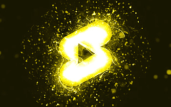 Youtube shorts yellow logo, , yellow neon lights, creative, yellow abstract background, Youtube shorts logo, social network, Youtube shorts HD wallpaper