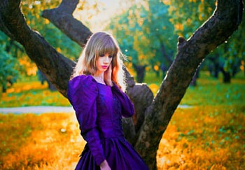 Dream Garden, purple, lady, garden, forest, dream HD wallpaper