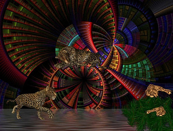 Leopards, abstract, water HD wallpaper