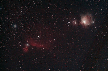 The faint redish stuff connects the horsehead, flame and orion nebula. HD wallpaper
