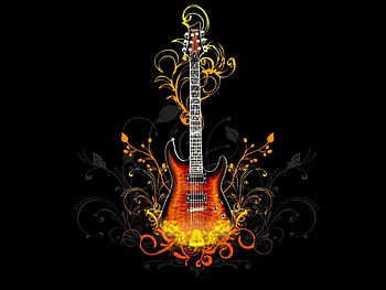 Fire, Vector, Shine, Light, Guitar HD wallpaper