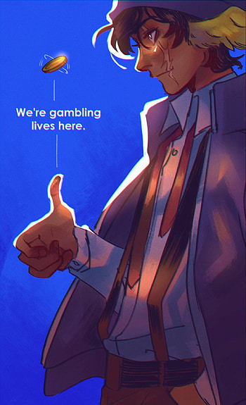 Gamble || Quackity, art, lasnevadas, mcyt, quote, cool, dsmp, coin HD phone wallpaper
