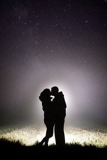 Love, Couple, Pair, Silhouettes, Romance, Kiss HD phone wallpaper