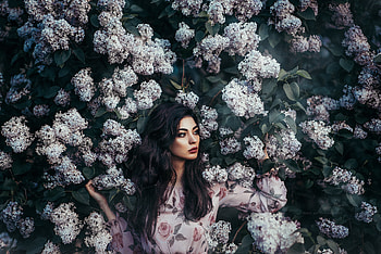 Flowers and woman, hoot HD wallpaper
