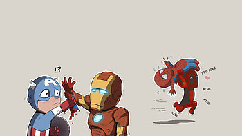 Little Superheroes , iron-man, spiderman, deadpool, superheroes, artwork HD wallpaper