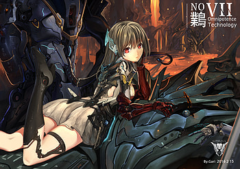 Anime, Original, Armor, Long Hair, Mecha, Red Eyes, Skirt HD wallpaper