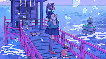 Pier Side, alone, artist, artwork, digital-art HD wallpaper