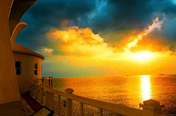 Sun Burst, clouds, sky, water, sun HD wallpaper