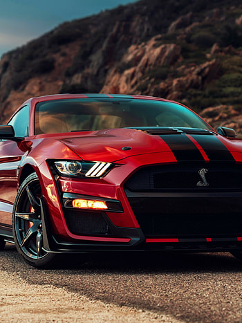Ford Mustang Shelby GT500 2020, Red and black, Muscle car , Apple devices HD phone wallpaper