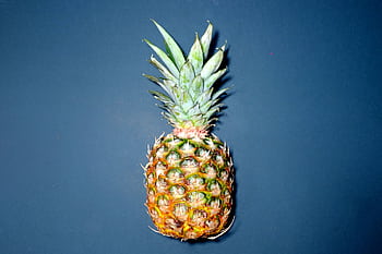 High-quality of a fresh pineapple on a blue background, highlighting tropical healthiness. HD wallpaper