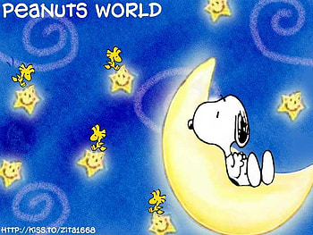 peanuts world, peanuts, stars, snoopy, moon HD wallpaper