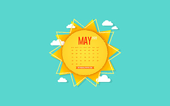 2022 May Calendar, , creative sun, paper art, background with the sun, May, blue sky, 2022 spring calendars, May 2022 Calendar HD wallpaper