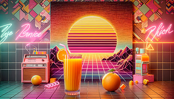 Vibrant Retro Orange Juice, orange juice, retro, aesthetic, neon HD wallpaper