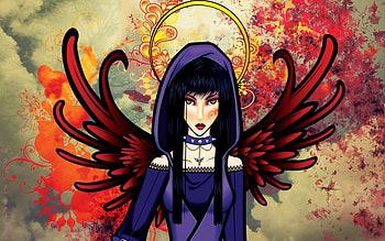 I'm no angel, purple, art, red, yellow HD wallpaper