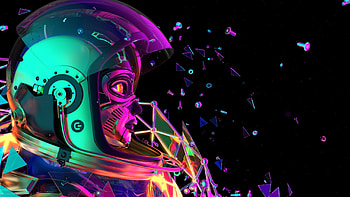 Chiptos Mirai Astronaut in Space NFT Robot Female Cyborg in Outer Space Teal Purple HD wallpaper