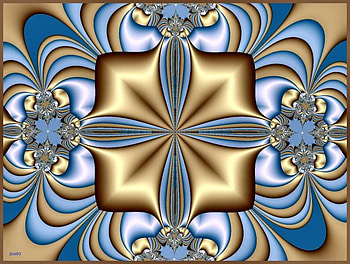 Gold and Blue Victorian Fractal, blue, fractal, victorian, gold HD wallpaper