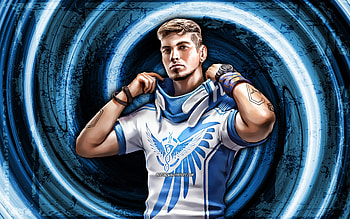 Luqueta, GFF, blue grunge background, Garena Fire, vortex, Garena Fire characters, Luqueta Skin, Fire Battlegrounds, Luqueta Fire HD wallpaper