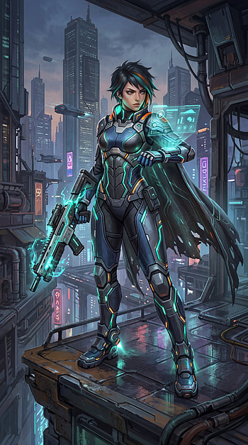 Neon Vanguard — Sci‑Fi Girl , Cyborg HD phone wallpaper