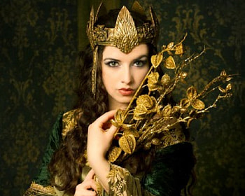 Queen, crown, gold, woman, flower HD wallpaper