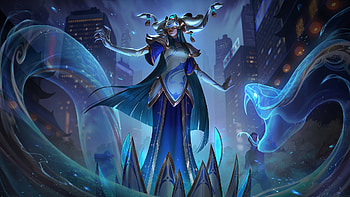 Porcelain Lissandra, jiunn kuo, fantasy, blue, lol, girl HD wallpaper