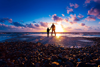 Sunset, Stones, Sea, Sun, Beach, Shore, Bank, Shine, Light, Miscellanea, Miscellaneous, Beams, Rays HD wallpaper