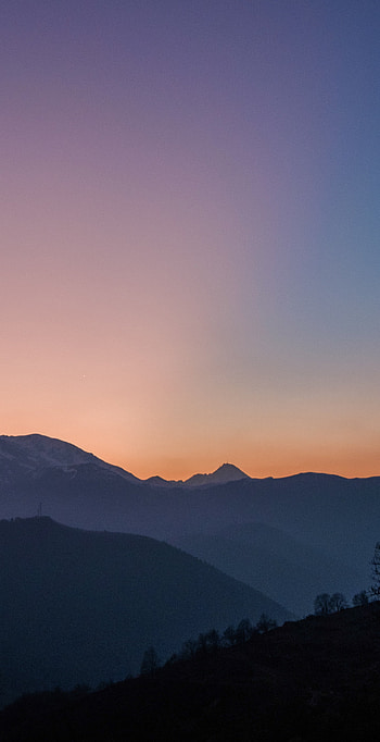 Sunset boulevard, atmosphere, sky, pink, blue, hills HD phone wallpaper