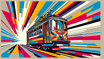 Colorful Cable Car, train, artistic, colorful, retro HD wallpaper