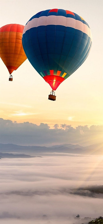 Hot air balloons mountains, Nature , Mountain landscape, Serene scenery HD phone wallpaper