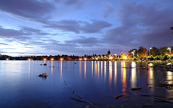 Nature, Sea, City, Lights, Coast, Shine, Light, Wreckage, Detritus HD wallpaper
