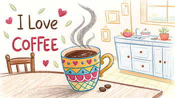 I Love Coffee: A Cozy Ultra, I love coffee, coffee, cup, kitchen, love HD wallpaper