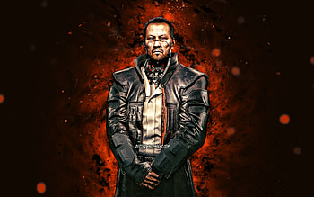 Goro Takemura, , orange neon lights, Cyberpunk 2077, RPG, fan art, Cyberpunk 2077 characters, Goro Takemura Cyberpunk HD wallpaper
