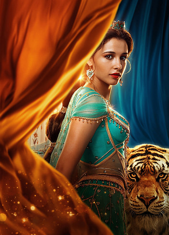 Naomi Scott, Tiger, Aladdin movies, Long hair HD phone wallpaper