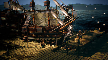 Octopath Traveler II Stunning Ship Dock, video game, Octopath Traveler II HD wallpaper