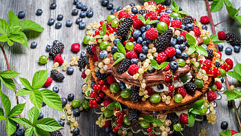 Cake, Berries HD wallpaper