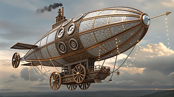 steampunk, Airship, vintage, fantasy HD wallpaper
