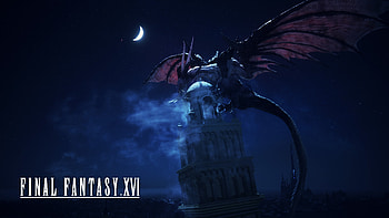 White Dragon, moon, night, dragon, video game, Final Fantasy XVI HD wallpaper