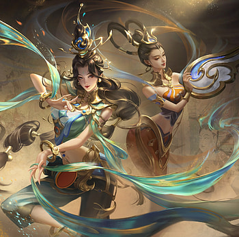 Fantasy girls, couple, girl, zihan, green, fantasy HD wallpaper