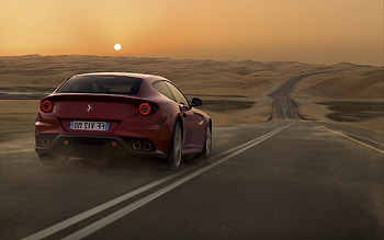 Transport, Landscape, Auto, Sunset, Roads, Ferrari, Desert HD wallpaper