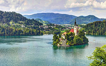 Cities, Lake, r, Slovenia, Lake Bled, Mariinsky Church HD wallpaper