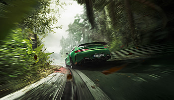 Green Mercedes Benz AMG GT R Rear, mercedes-amg-gtr, mercedes, cars, 2018-cars, behance HD wallpaper