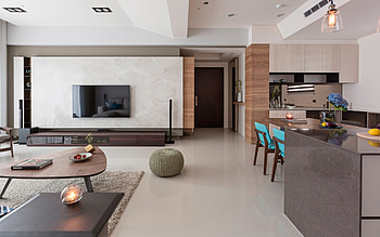 stylish apartment interior design, modern style, living room, kitchen, dining room, idea for living room in modern style HD wallpaper