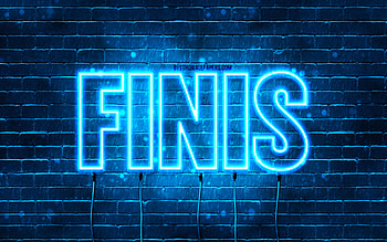 Happy Birtay Finis, , blue neon lights, Finis name, creative, Finis Happy Birtay, Finis Birtay, popular french male names, with Finis name, Finis HD wallpaper