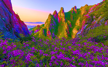 Wolchulsan National Park, South Korea, peaks, azaleas, blossoms, landscape, sky, mountains HD wallpaper