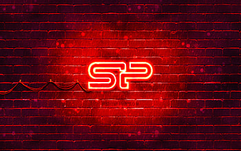 Silicon Power red logo, , red brickwall, Silicon Power logo, brands, Silicon Power neon logo, Silicon Power HD wallpaper